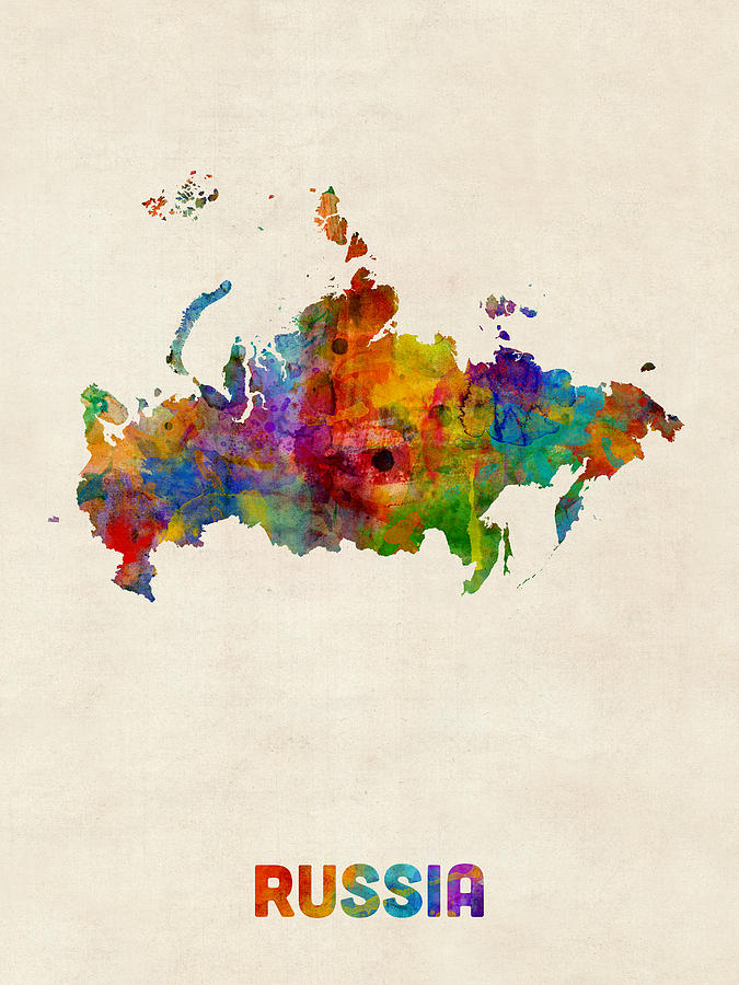 Russia Watercolor Map Digital Art by Michael Tompsett