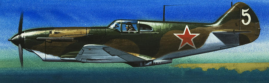 Jet Painting - Russian Lavochkin fighter during World War Two by Wilf Hardy