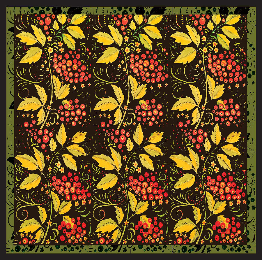 russian pattern Hohloma Digital Art by Ella Boughton