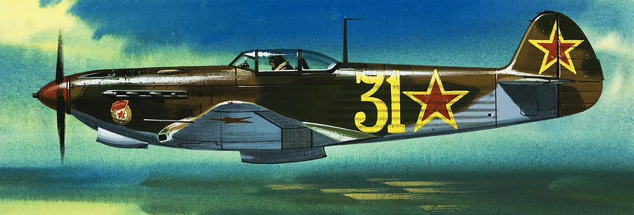 Russian Yakolev fighter Painting by Wilf Hardy