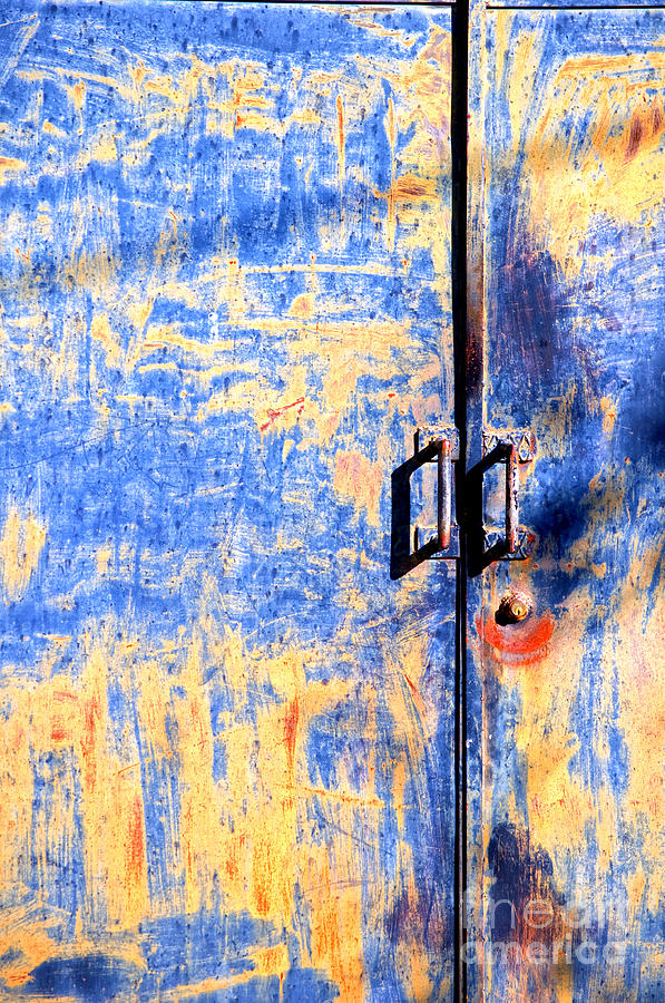 Rusted blue and yellow door Photograph by Silvia Ganora