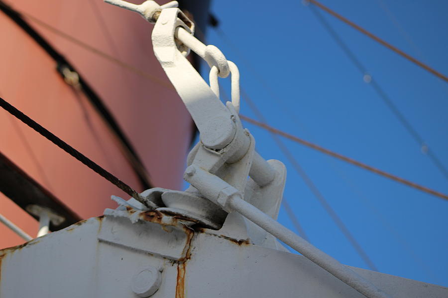 Rusted Pulley and Hoist of Queen Mary Photograph by Colleen Cornelius
