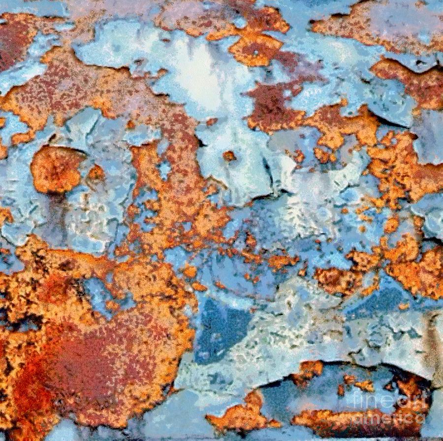 Rusted World in Blue - Across the Seas Photograph by Janine Riley