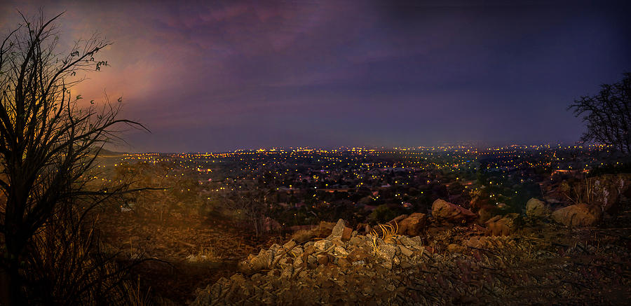 Sunset Photograph - Rustenburg City  at night by Ronel BRODERICK