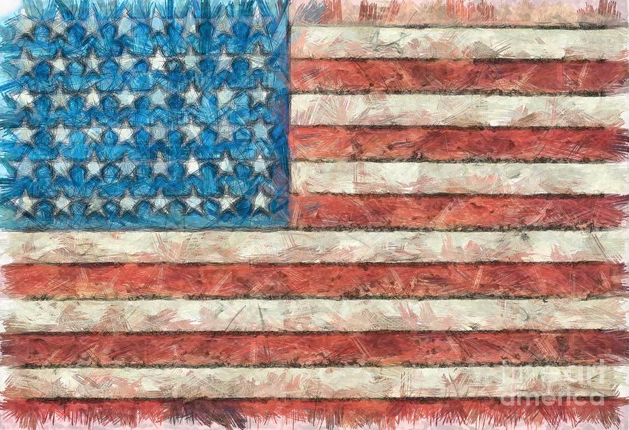 Rustic American Flag Digital Art by Edward Fielding