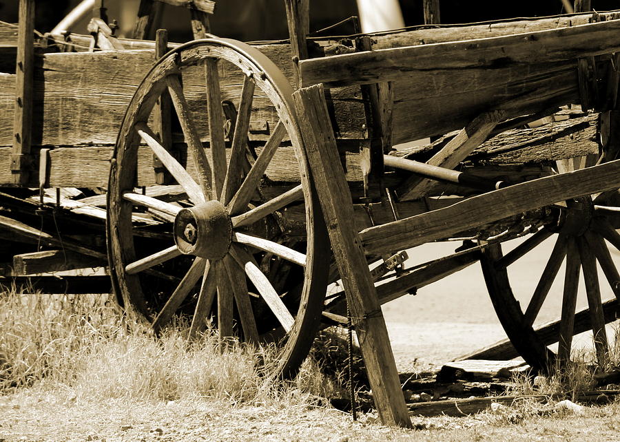 Rustic Broken Wood Cart in Sepia Photograph by Colleen Cornelius