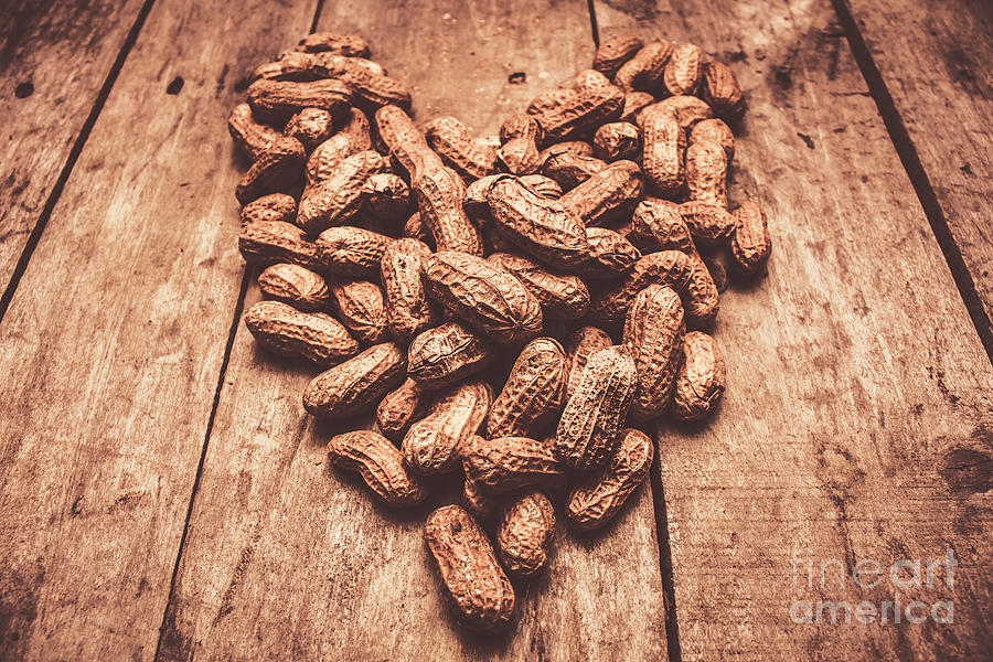 Rustic country peanut heart. Natural foods Photograph by Jorgo Photography