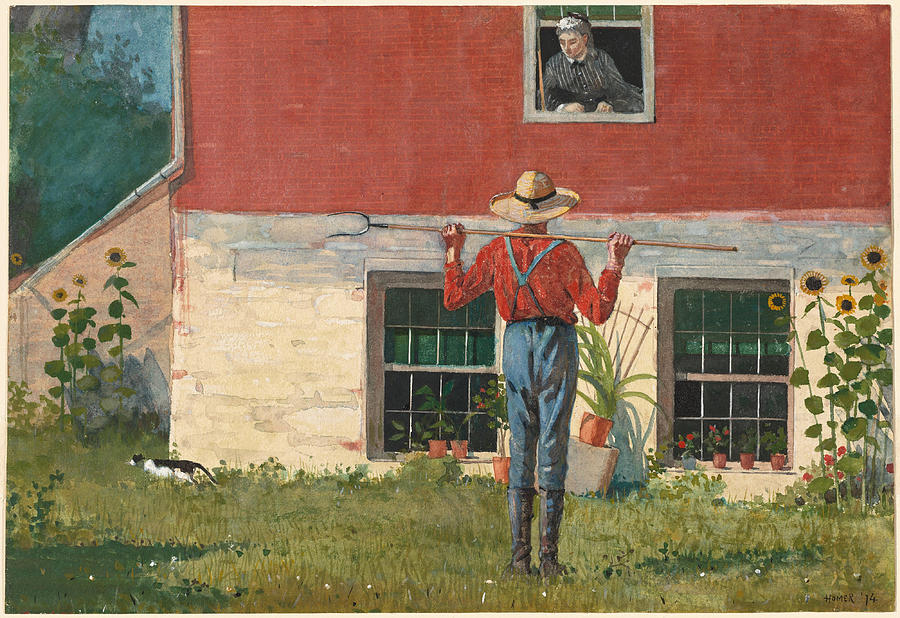 Rustic Courtship. In the Garden  Painting by Winslow Homer