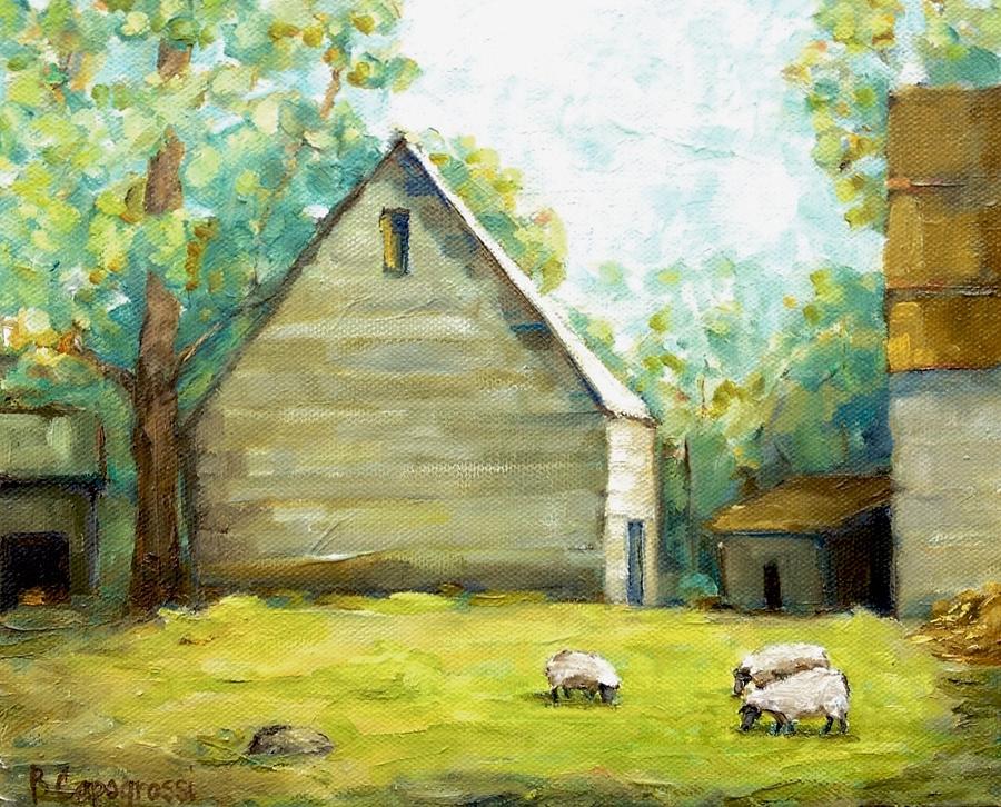 Sheep Painting - Rustic Escape by Beth Capogrossi