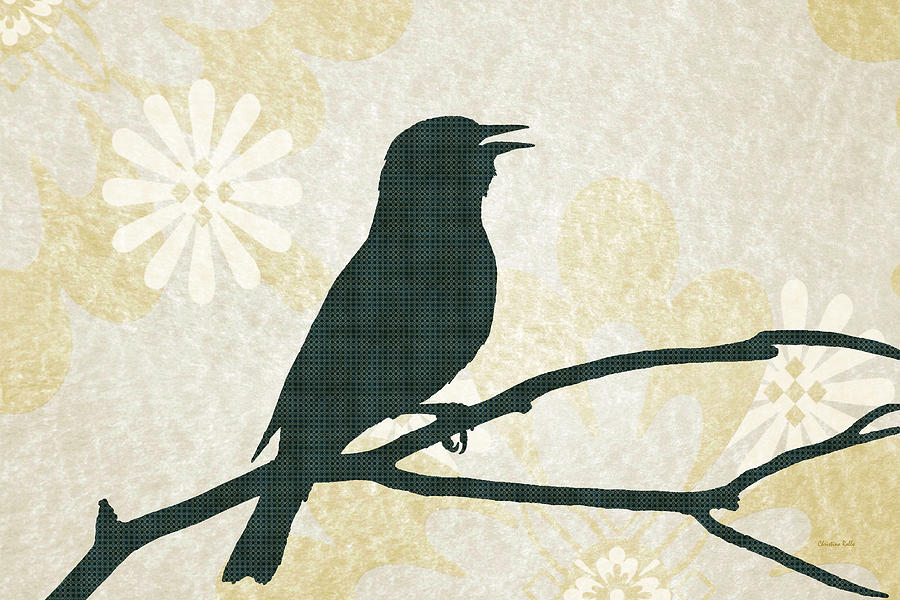Rustic Green Bird Silhouette Mixed Media by Christina Rollo