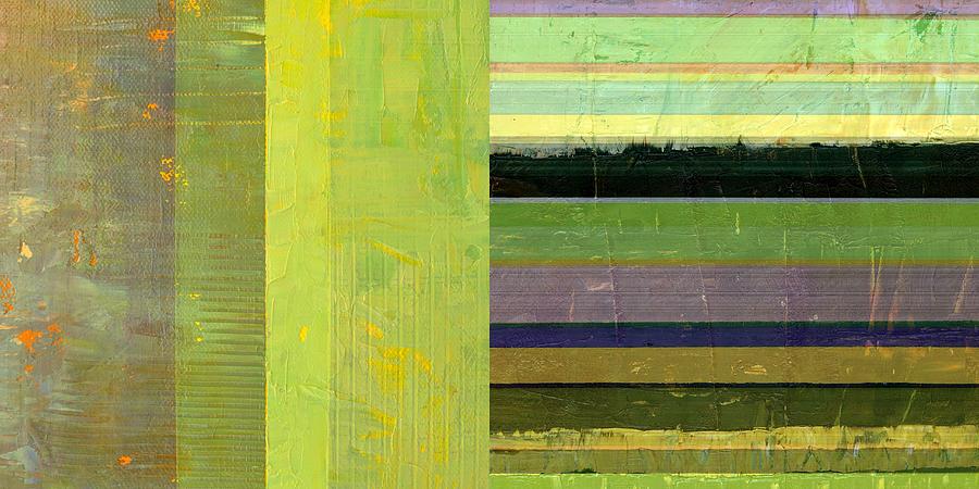 Rustic Green Flag with Stripes Painting by Michelle Calkins