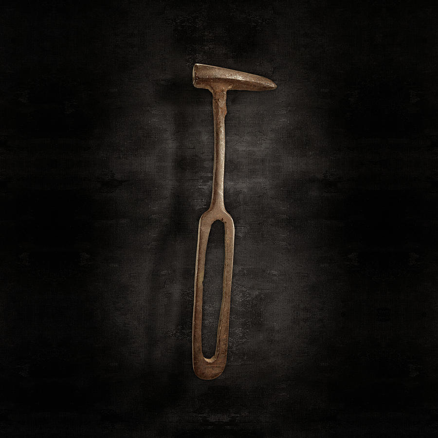 Still Life Photograph - Rustic Hammer on Black by YoPedro