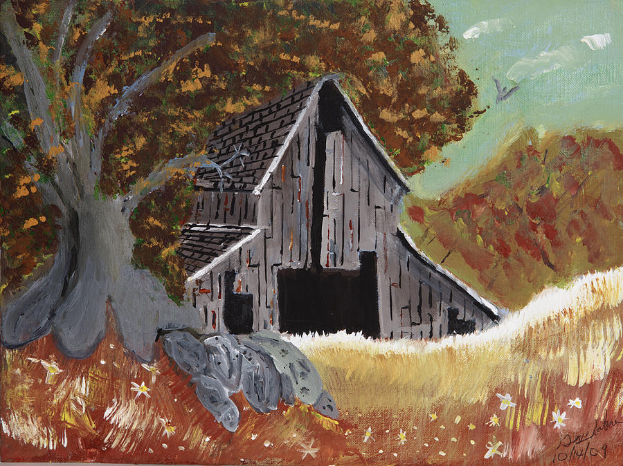 Fall Painting - Rustic old barn by Swabby Soileau