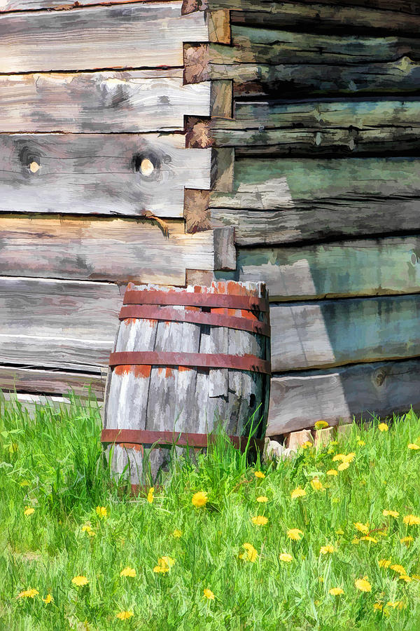 Barn Painting - Rustic Rain Barrel at Old World Wisconsin by Christopher Arndt