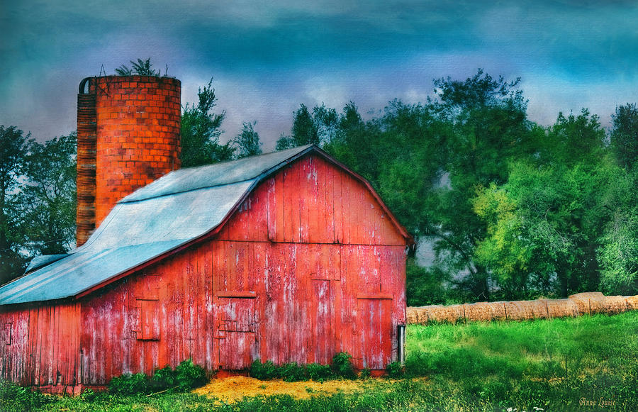 Rustic Red Barn and Brick Silo Photograph by Anna Louise