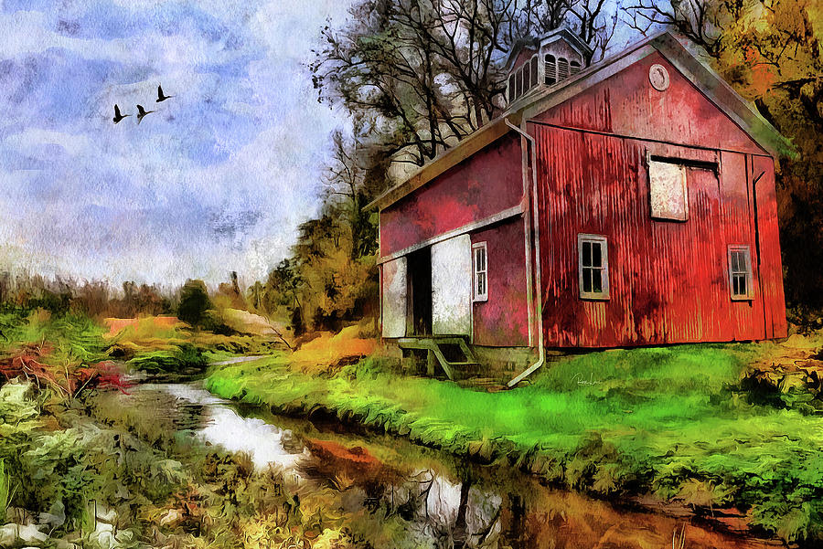 Barn Photograph - Creekside Red Barn by Reese Lewis