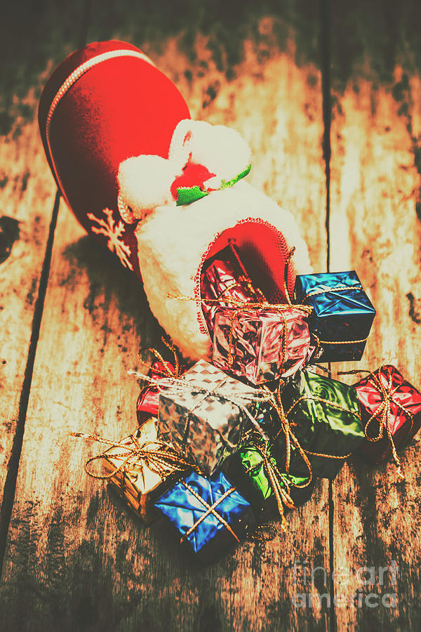 Rustic red xmas stocking Photograph by Jorgo Photography