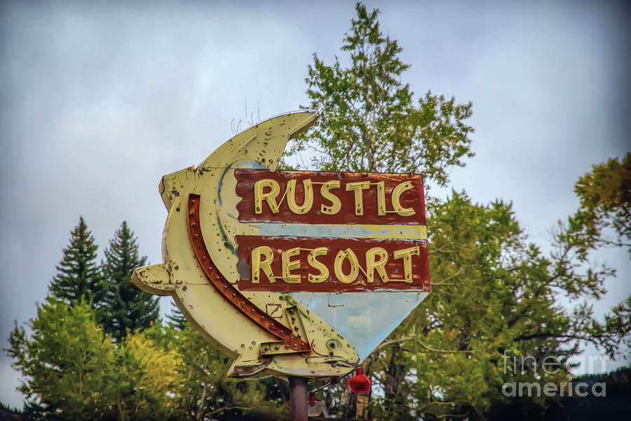 Rustic Resort Sign Photograph