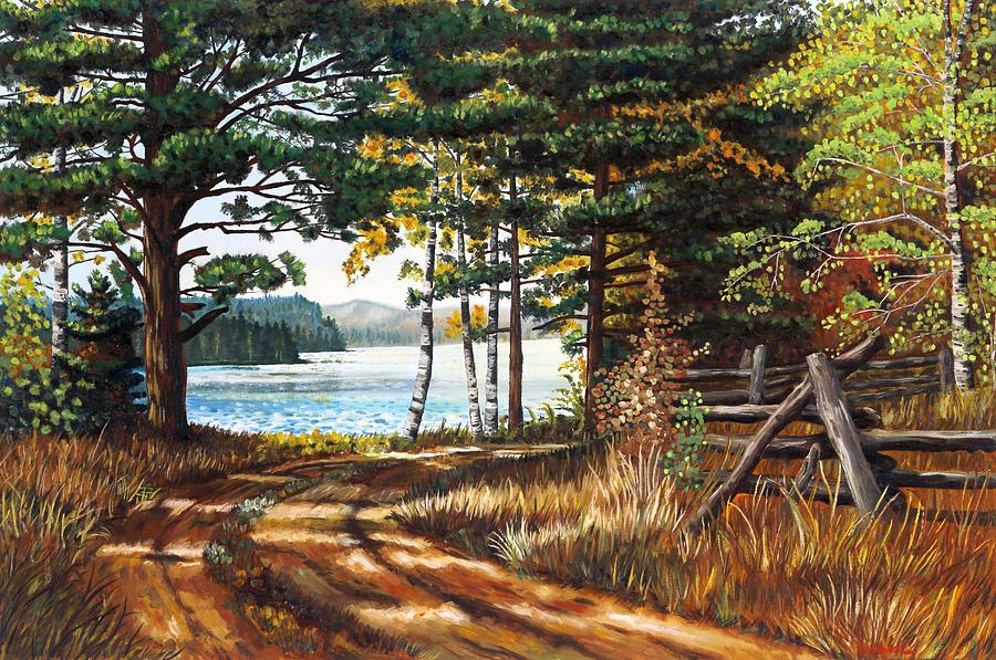 Fall Painting - Rustic Road by Phil Chadwick