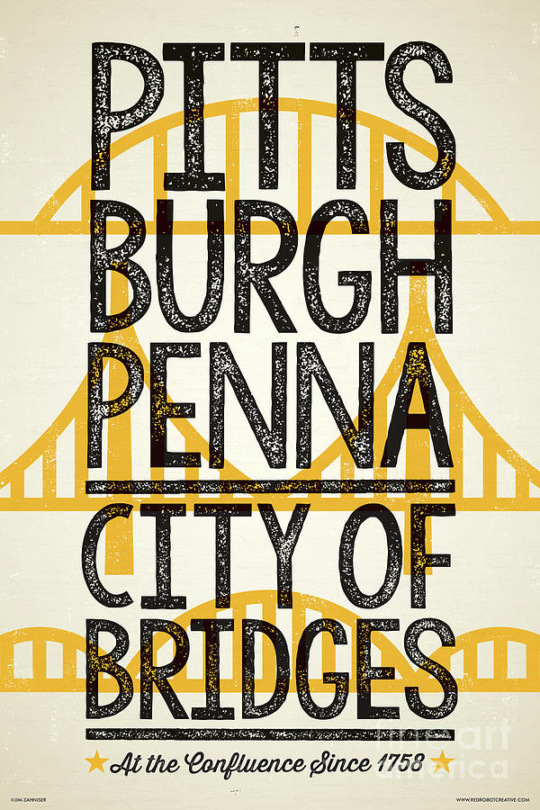 Pittsburgh Digital Art - Rustic Style Pittsburgh Poster by Jim Zahniser