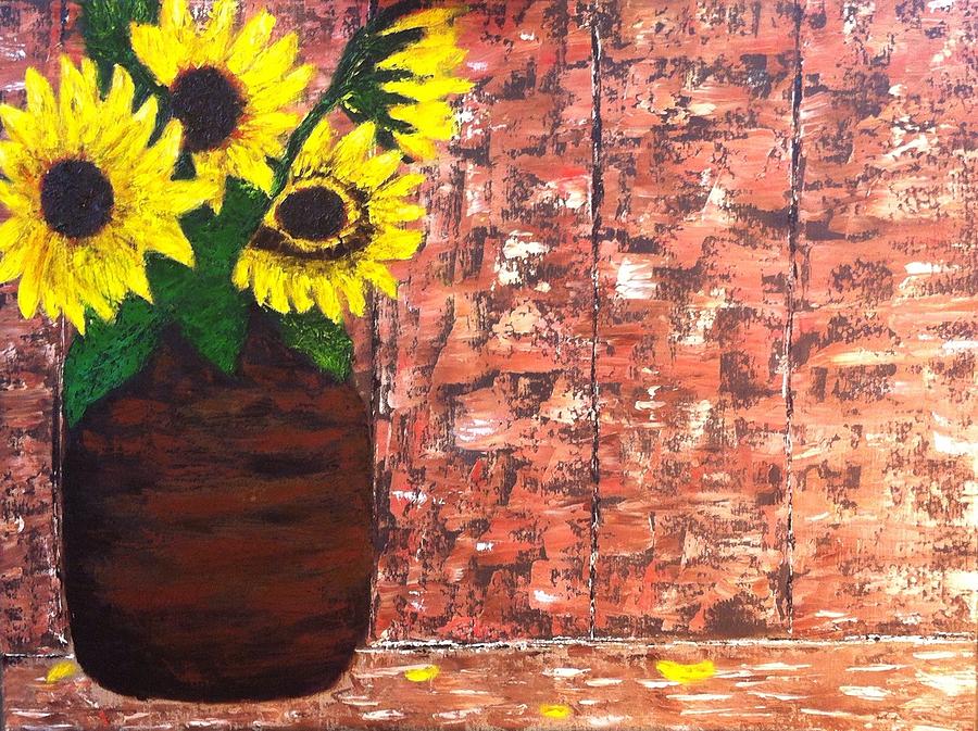 Rustic Sunflowers Painting by Wendy Menard