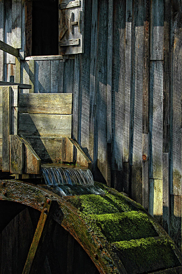 Rustic Water Wheel with Moss Photograph by Mitch Spence