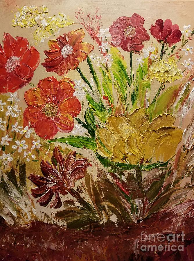 Rustic Wildflowers Painting by Maria Urso