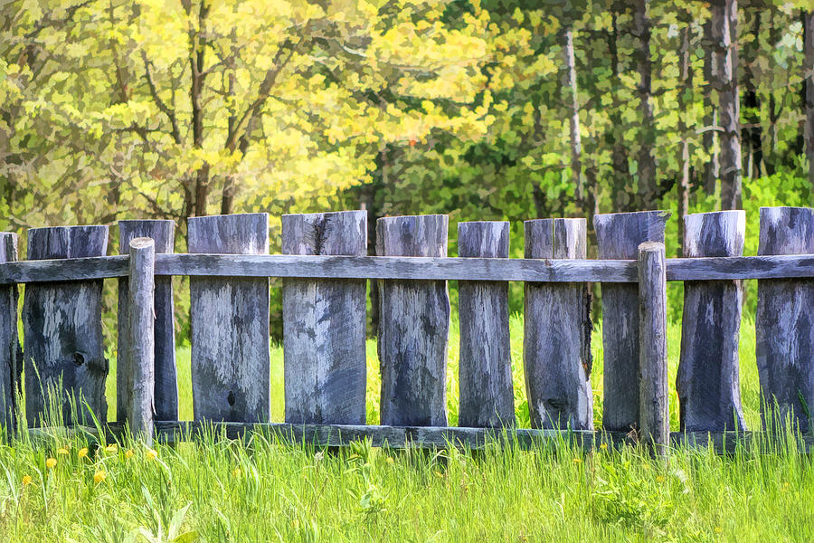 Rustic Wooden Fence at Old World Wisconsin Painting by Christopher Arndt