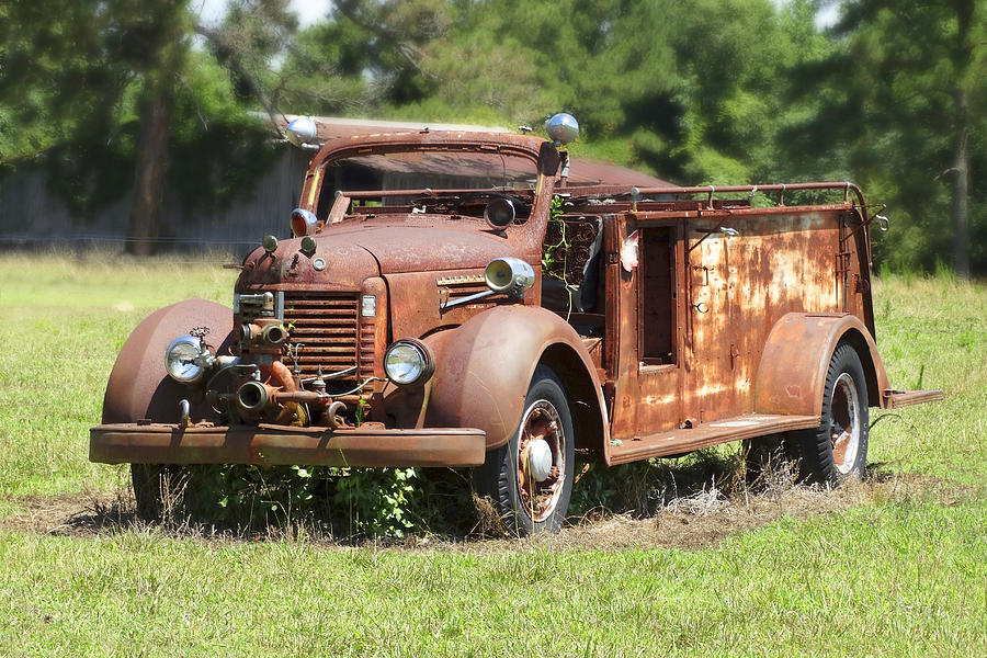 Vintage Fire Truck Photograph - Rusting Away 2 by Mike McGlothlen