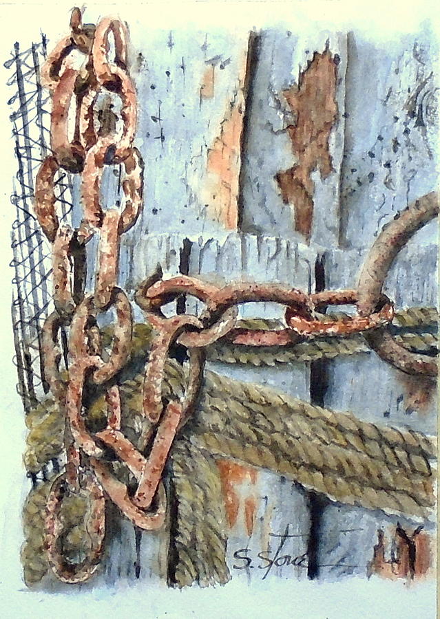 Still Life Painting - Rusting Chains by Sandra Stone