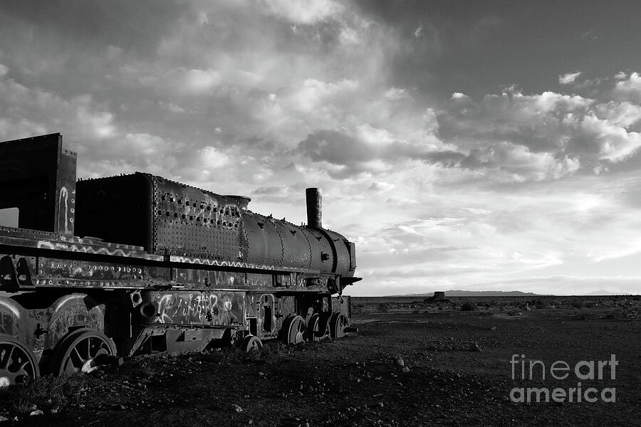 Rusting Old Steam Locomotive in Black and White Photograph by James Brunker