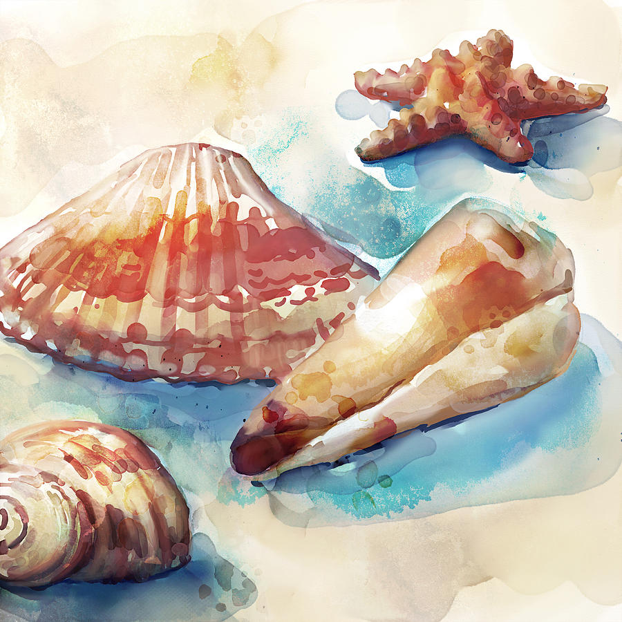 Sea Shells Painting - RustShells by Mauro DeVereaux