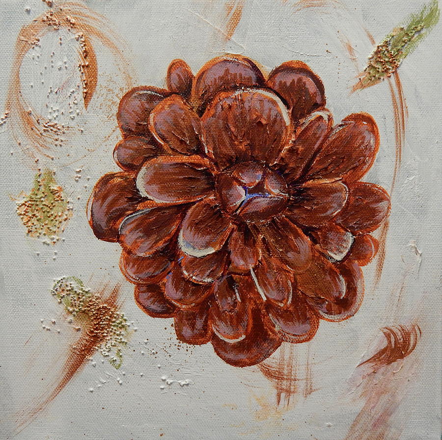 Rusty Abstract Flower Painting by Betty-Anne McDonald