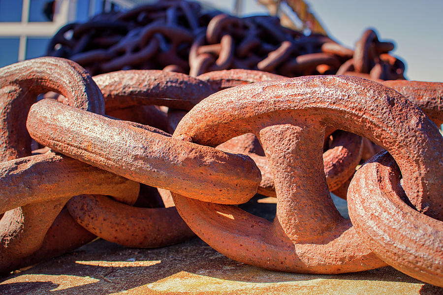 Rusty Anchor Chain at the Baltimore Museum of Industry Photograph by Bill Swartwout