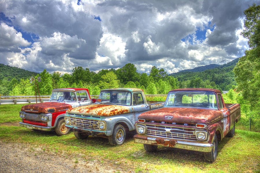 Rusty Brothers Ford Trucks 1960 1964 1966 Antique Automotive Art Photograph by Reid Callaway