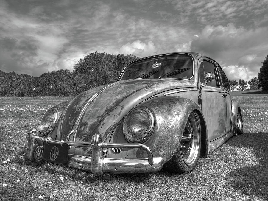 Rusty Bug - VW Beetle in Black and White Photograph by Gill Billington