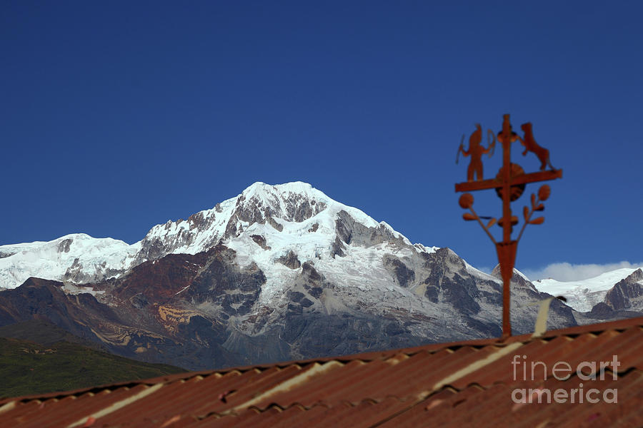 Rusty Cross and Mt Illampu Bolivia Photograph by James Brunker