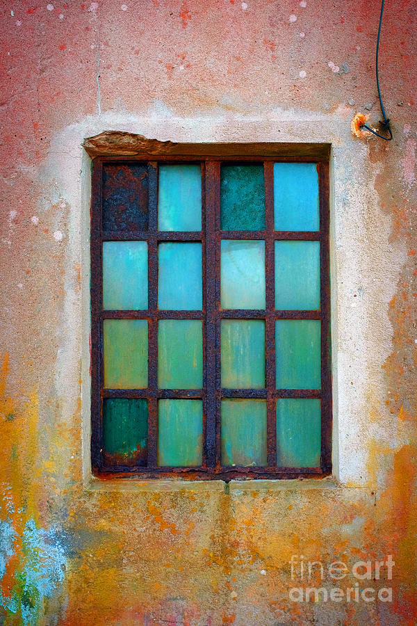 Vintage Photograph - Rusty Green Window by Carlos Caetano