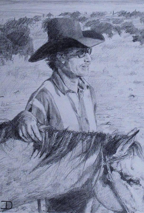 Cowboy Drawing - Rusty by Idie Karr Cowboy Drawing - Rusty by Idie Karr