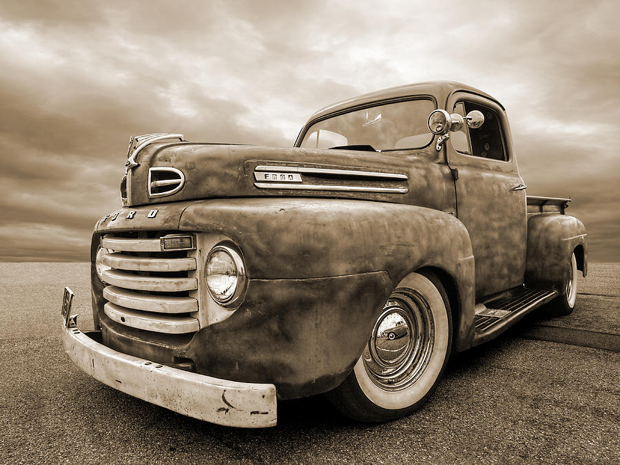 Transportation Photograph - Rusty Jewel in Sepia - 1948 Ford by Gill Billington