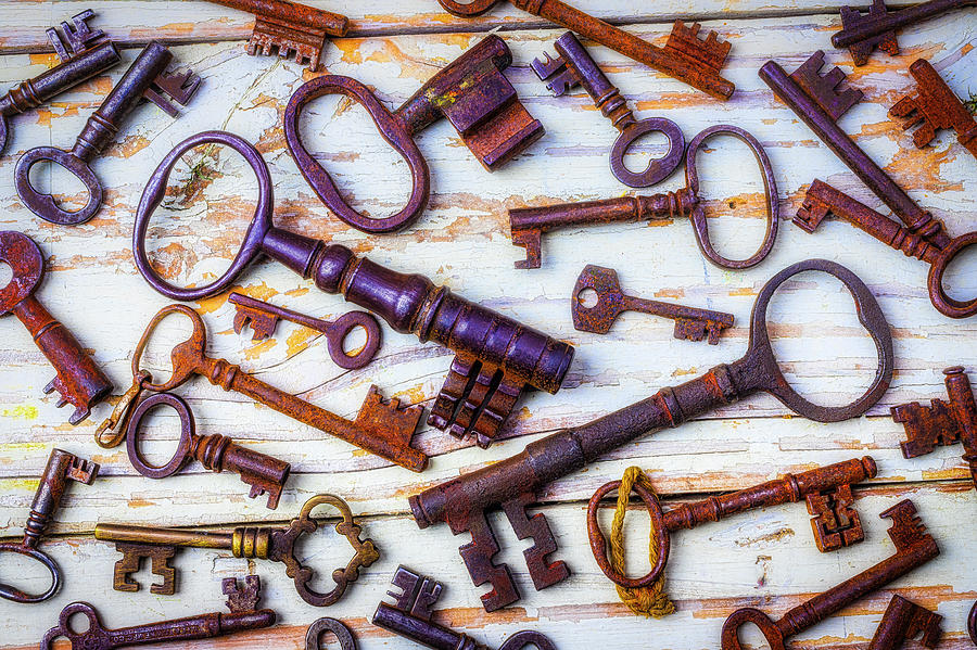 Rusty Keys On Old Boards Photograph by Garry Gay