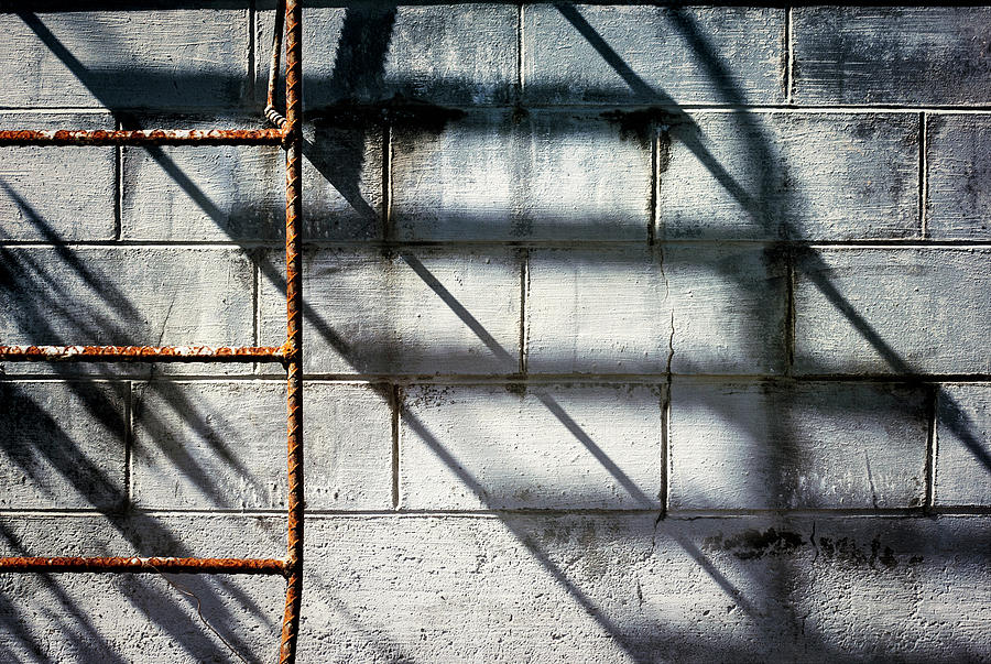 Rusty Ladder on Blue Industrial Art Photograph by Carol Leigh