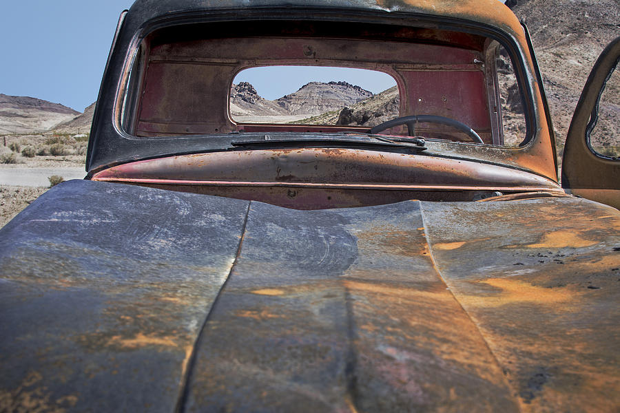 Rusty Pickup on Desert Landscape Photograph by Phil Cardamone