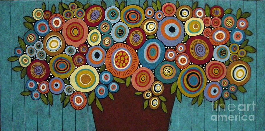 Flower Painting - Rusty Pot Of Blooms Painting by Karla Gerard