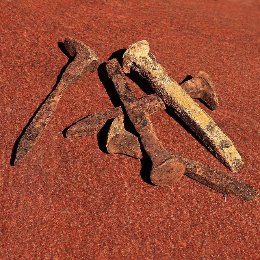 Rusty Railroad Spikes Photograph by Art Block Collections