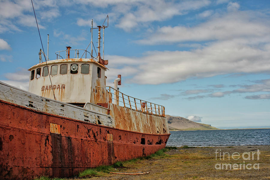 Rusty Shipwreck In Iceland Photograph