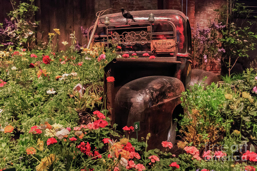 Rusty Truck Adorned with Flowers Photograph by Elizabeth Dow