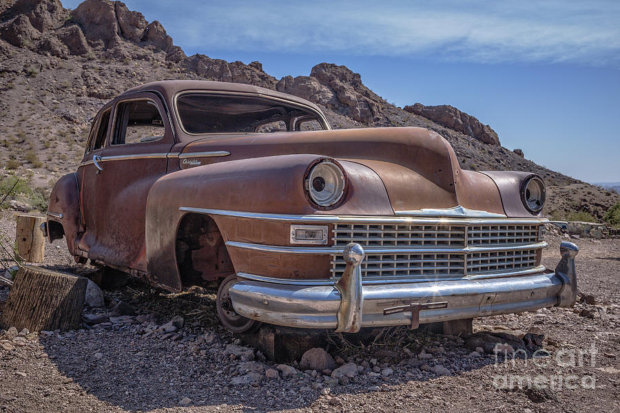 Rusty Vintage Chevy Car in the Desert Photograph by Edward Fielding