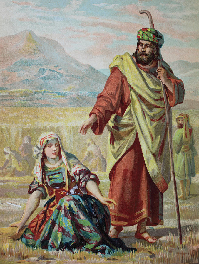 Ruth and Moses, chromolithograph from a home bible, 1870 Drawing by ...