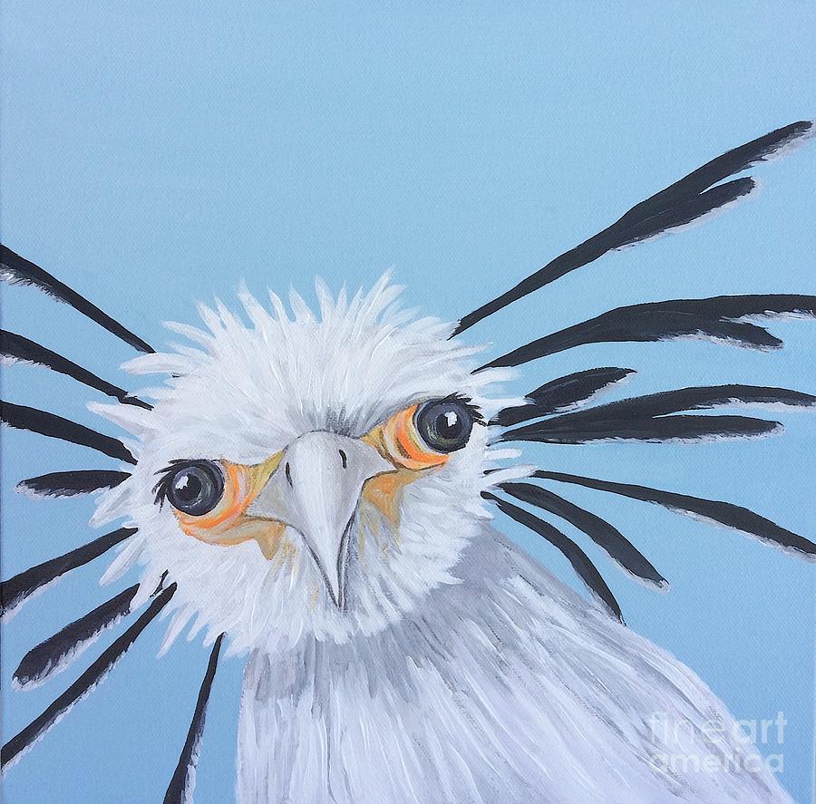 Bird Painting - Ruth - Secretary Bird by Julie Glass